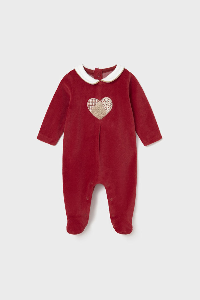 baby hearts velour footie
