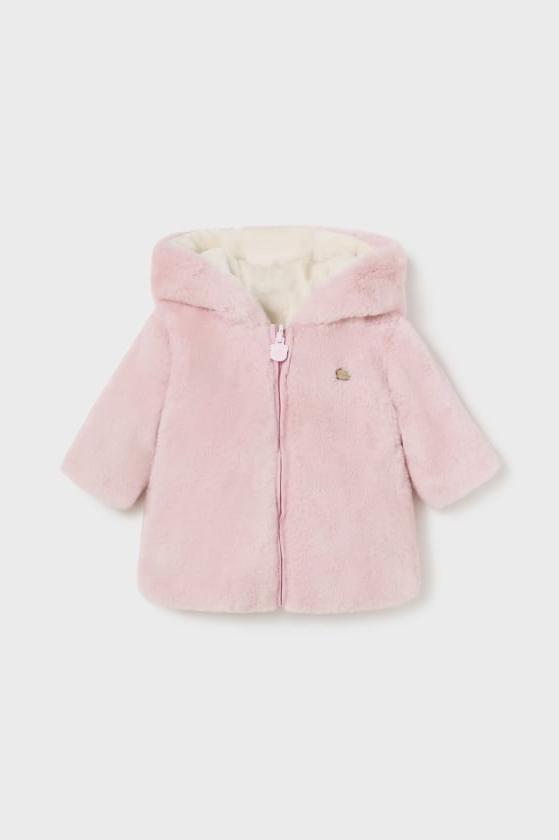baby reversible fur hooded coat