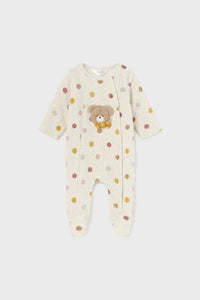 baby dot bear velour footie