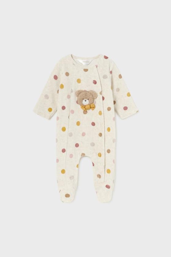 baby dot bear velour footie