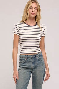 stripe short sleeve rib tee