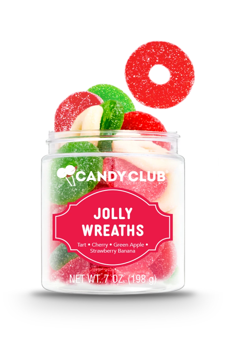 candy jar-jolly wreaths