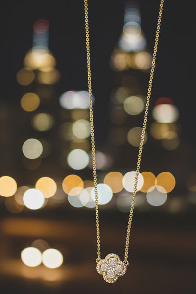 pave clover necklace