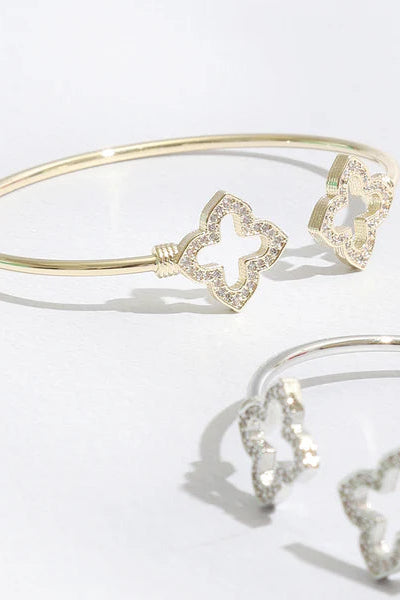 pave open clover cuff