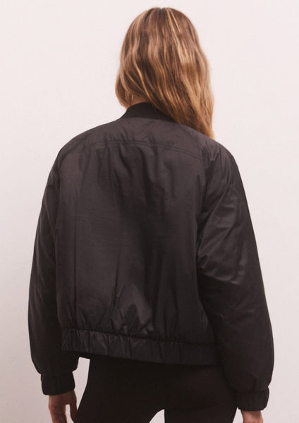 reversible nylon quilted bomber jacket