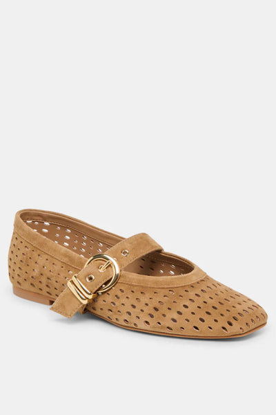 perforated suede flat