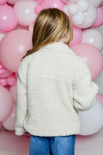 Load image into Gallery viewer, girls floral trim sherpa jacket

