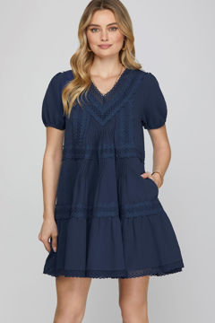 pintuck tiered mini dress
