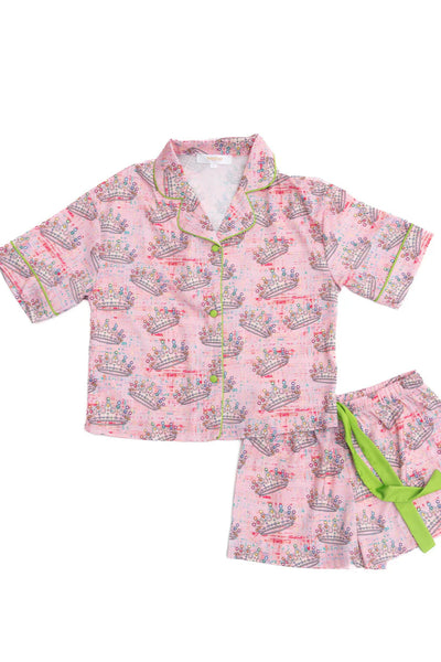 girls pj short set crown jewels