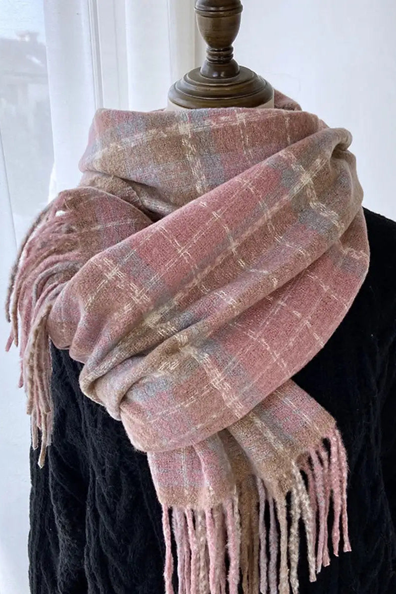 plaid tassel scarf