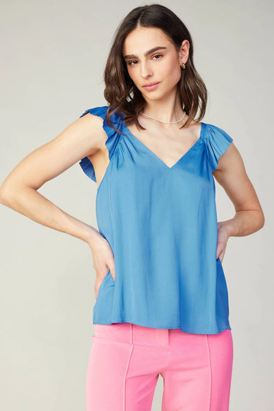 pleat flutter sleeve top