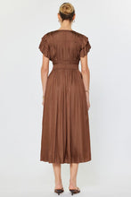 Load image into Gallery viewer, pleated v neck midi dress
