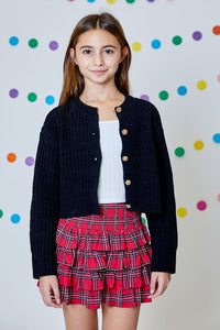 girls gold button cardigan