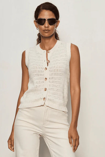 pointelle button tank