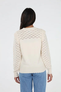 pointelle crew sweater