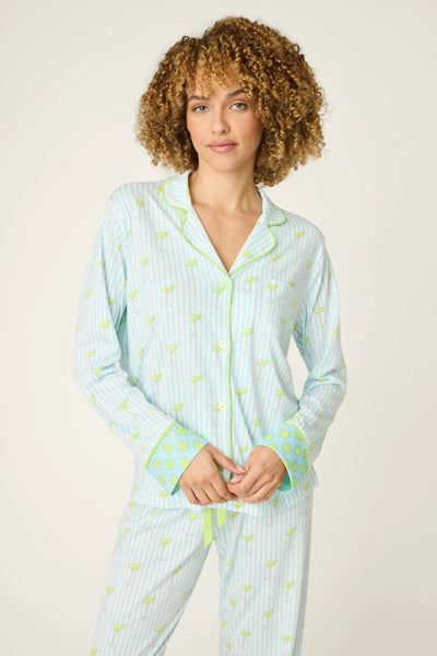 margarita print long sleeve button top 