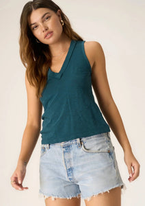 v neck slub tank