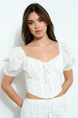 puff sleeve bustier top
