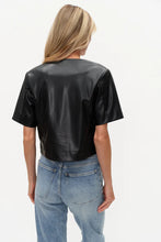 Load image into Gallery viewer, short sleeve faux leather jacket
