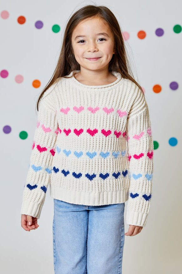 girls cable hearts sweater