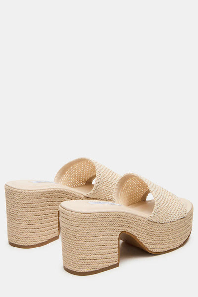 raffia slide platform sandal