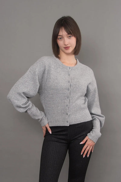 Long Sleeve Crew Button Cardigan