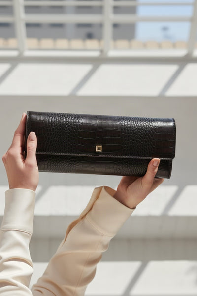 rectangular croc print bag