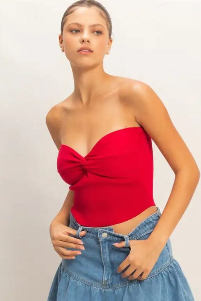 knit twist tube top