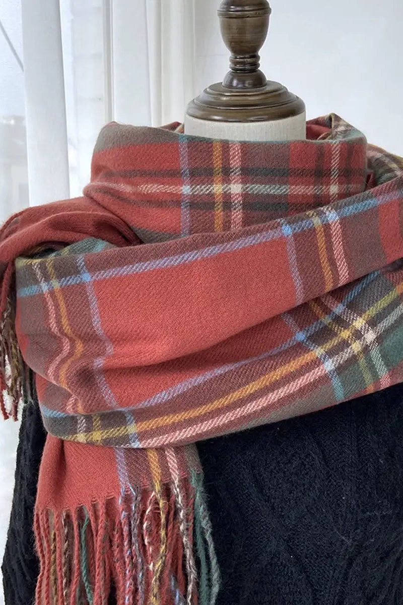 plaid tassel scarf