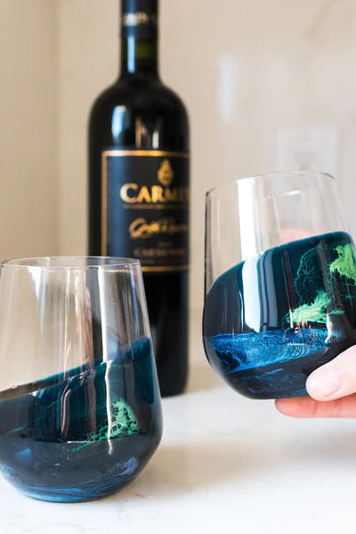 resin coated 2 glasses