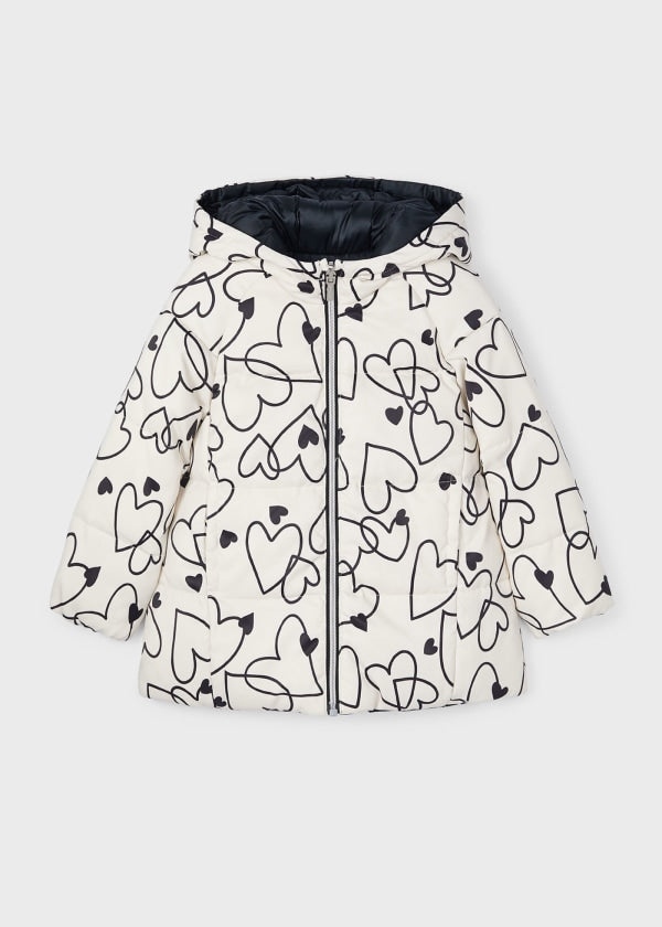 girls hearts reversible puffy coat