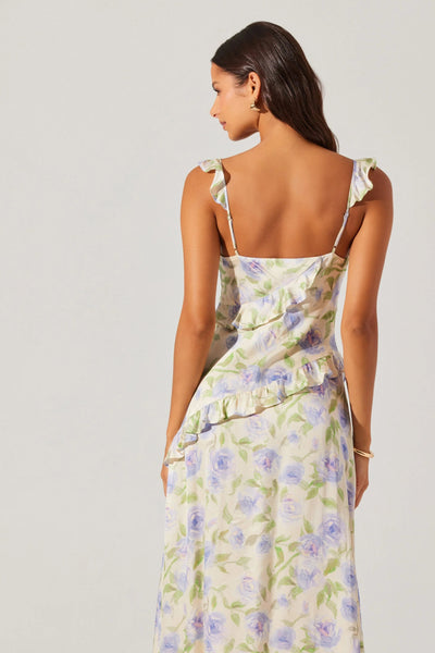 rose print midi dress