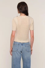 Load image into Gallery viewer, rosette button pointelle short sleeve cardigan
