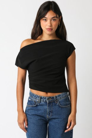 ruched cap sleeve top