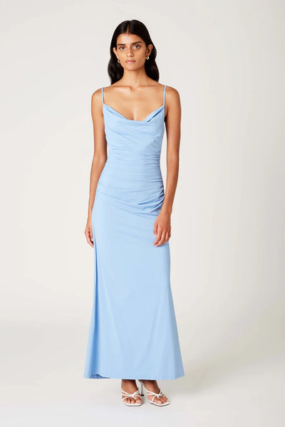 ruched strappy maxi dress