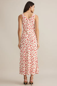 rose petal maxi v neck dress