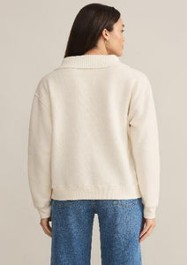 1/4 zip rib contrast sweatshirt