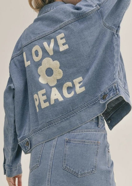 love + peace denim jacket