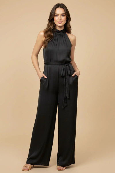 satin mock neck jumpsuit