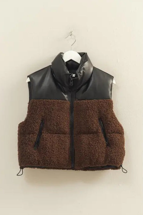 shearling + leather vest