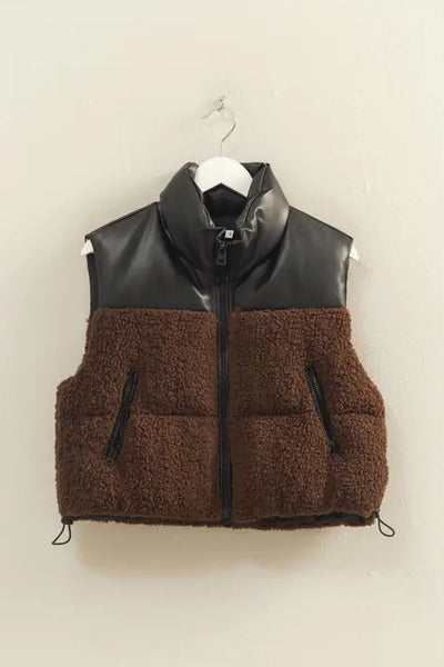 shearling + leather vest