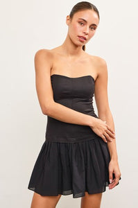 shirred bottom strapless dress