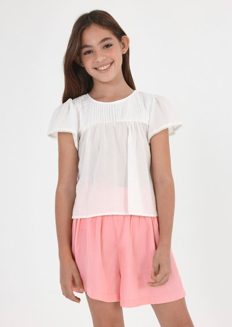 Twist Flare Pintuck Blouse Treat ürself Cotton pintuck blouse | BROWNIE