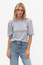 Load image into Gallery viewer, short satin sleeve mixed tee
