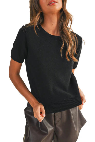short sleeve crew neck sweater