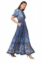 Load image into Gallery viewer, short sleeve print button long dress
