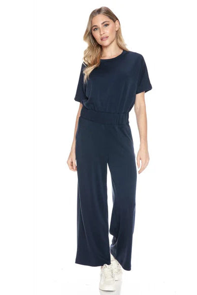 short sleeve solid crop jumpsuit