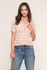 short sleeve textured cardigan