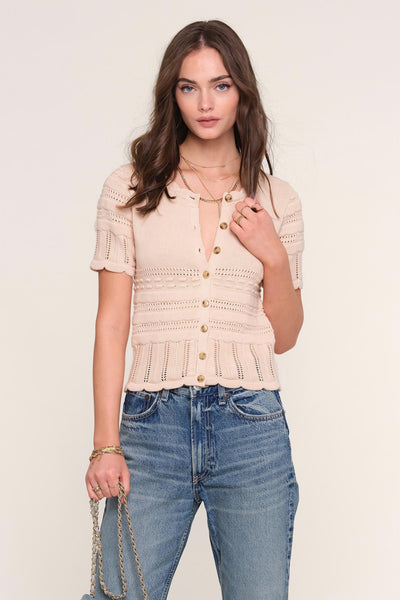 short sleeve textured cardigan