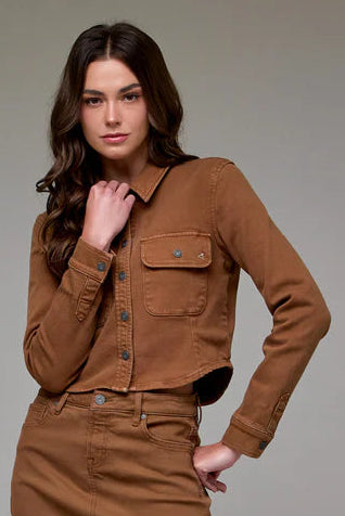 shrunken denim shacket